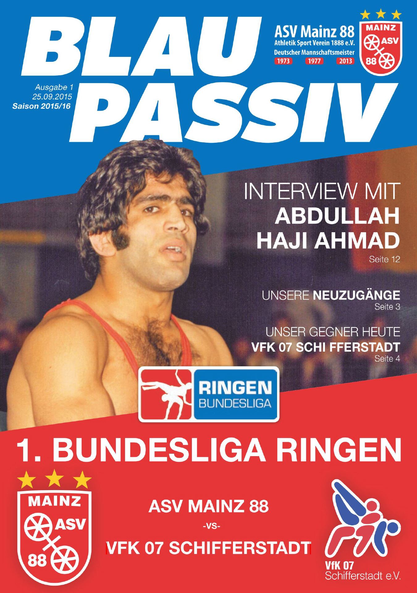 Titelseite: 25.09.2015 ASV Mainz - VFK 07 Schifferstadt