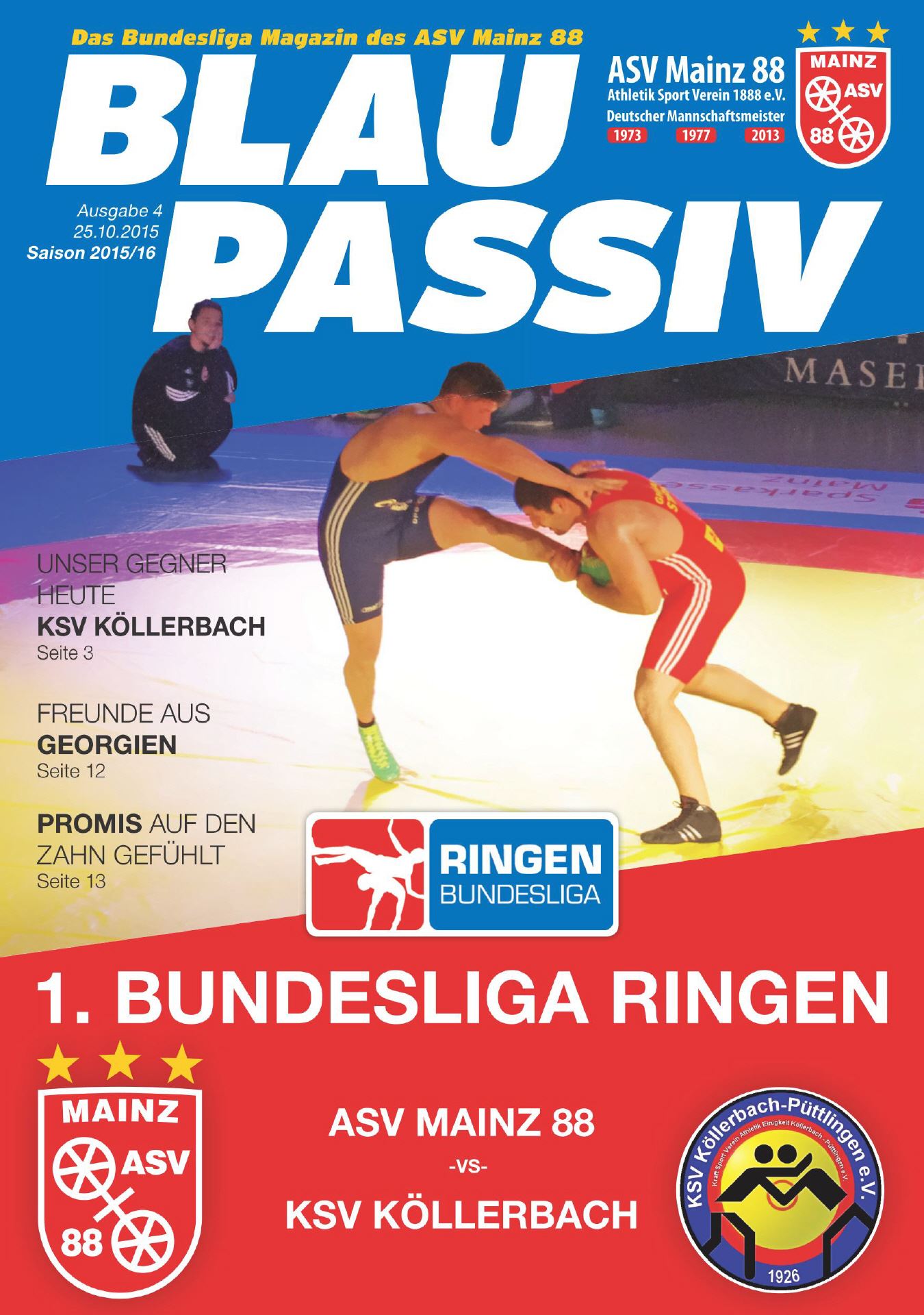 Titelseite: 25.10.2015 ASV Mainz - KSV Köllerbach