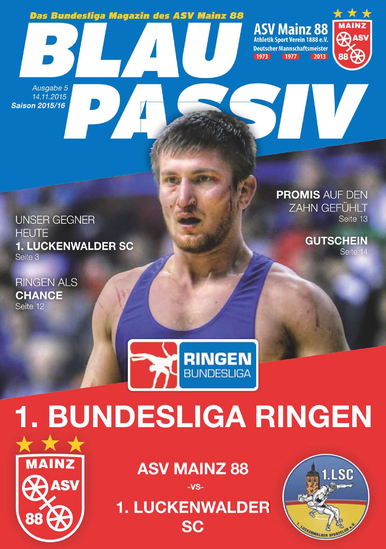 Titelseite: 14.11.2015 ASV Mainz 88 - 1. Luckenwalder SC