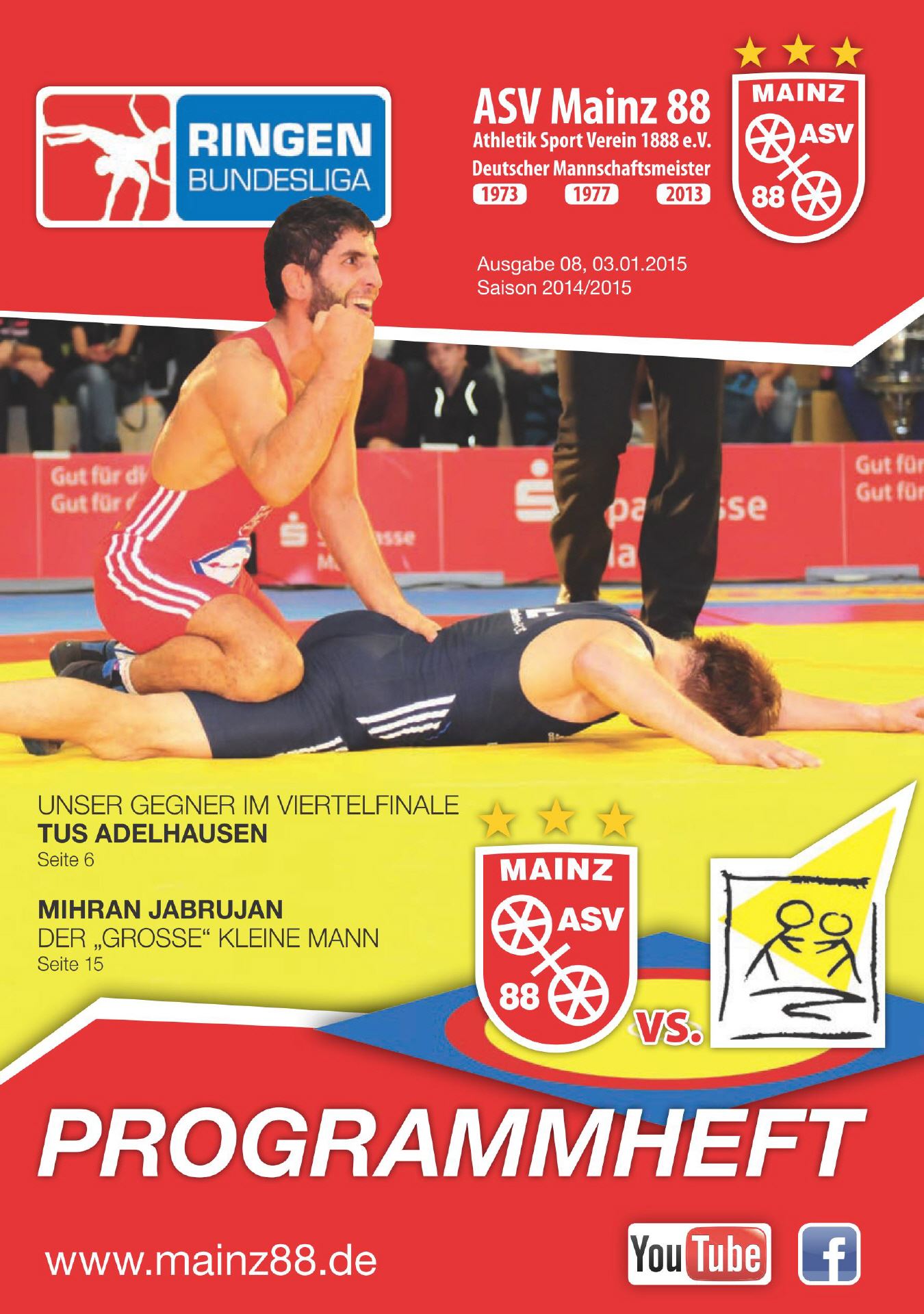 Titelseite: 03.01.2015 ASV Mainz 88 - TuS Adelhausen
