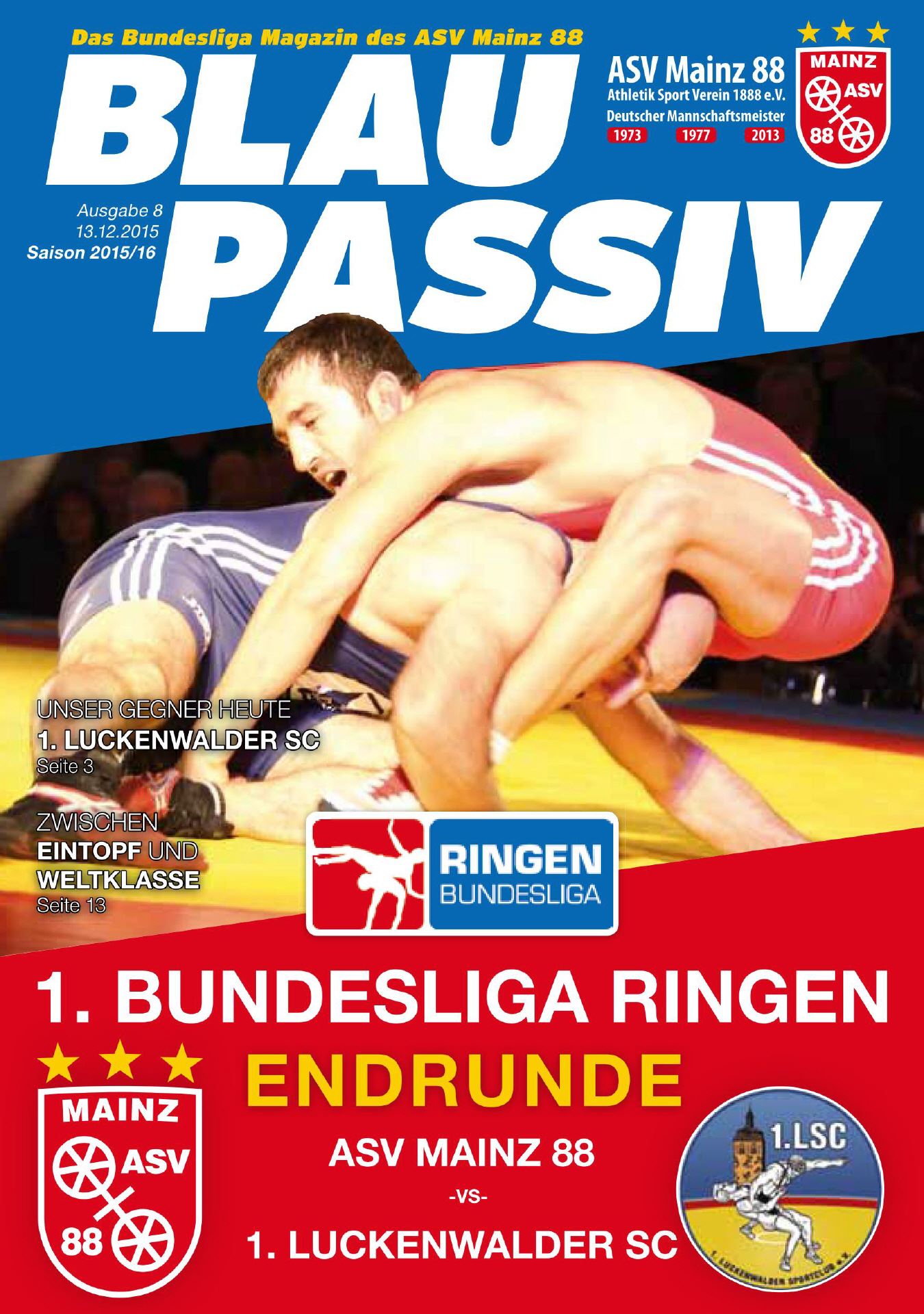 Titelseite: 13.12.2015 ASV Mainz 88 - 1. Luckenwalder SC