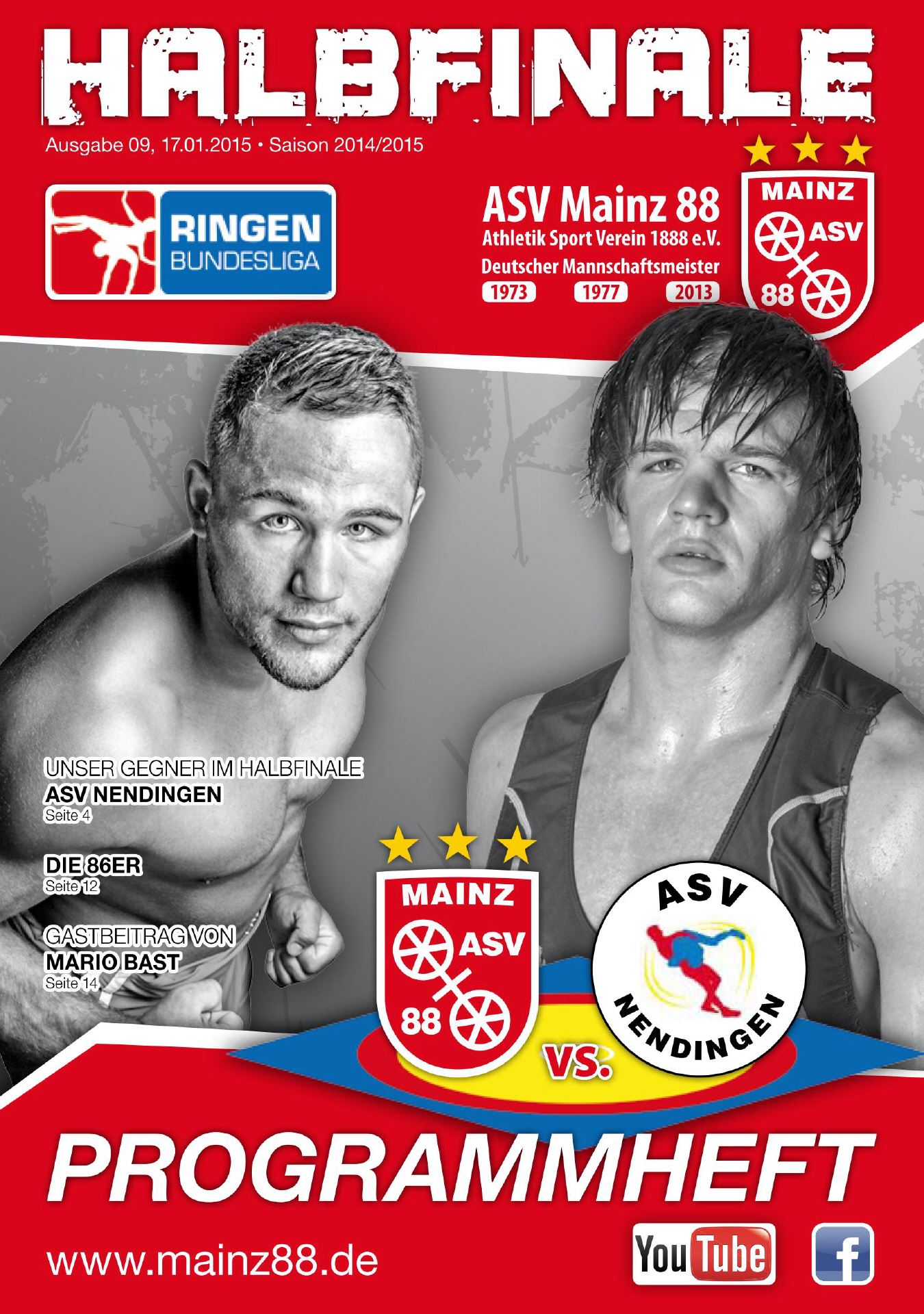 Titelseite: 17.01.2015 ASV Mainz 88 - ASV Nendingen