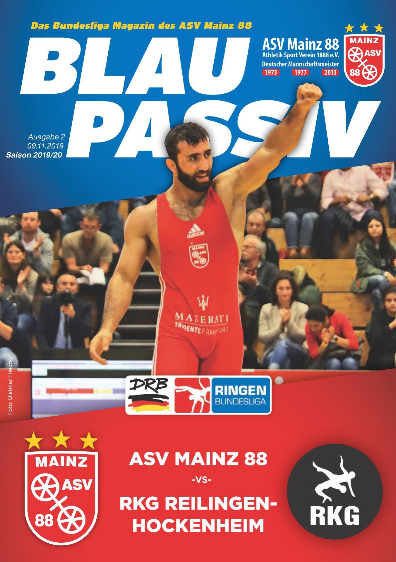 Titelseite: 09.11.2019 ASV Mainz 88 - RKG Reilingen-Hockenheim