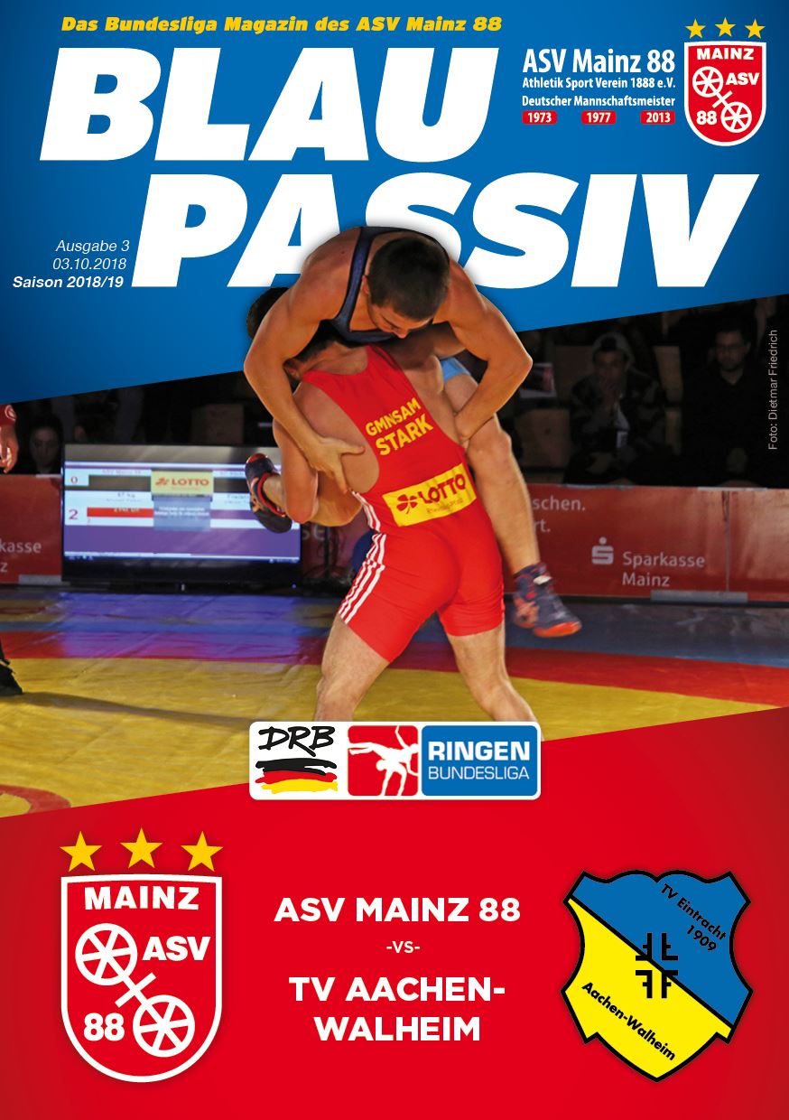 Titelseite: 03.10.2018 ASV Mainz 88 - TV Aachen-Walheim