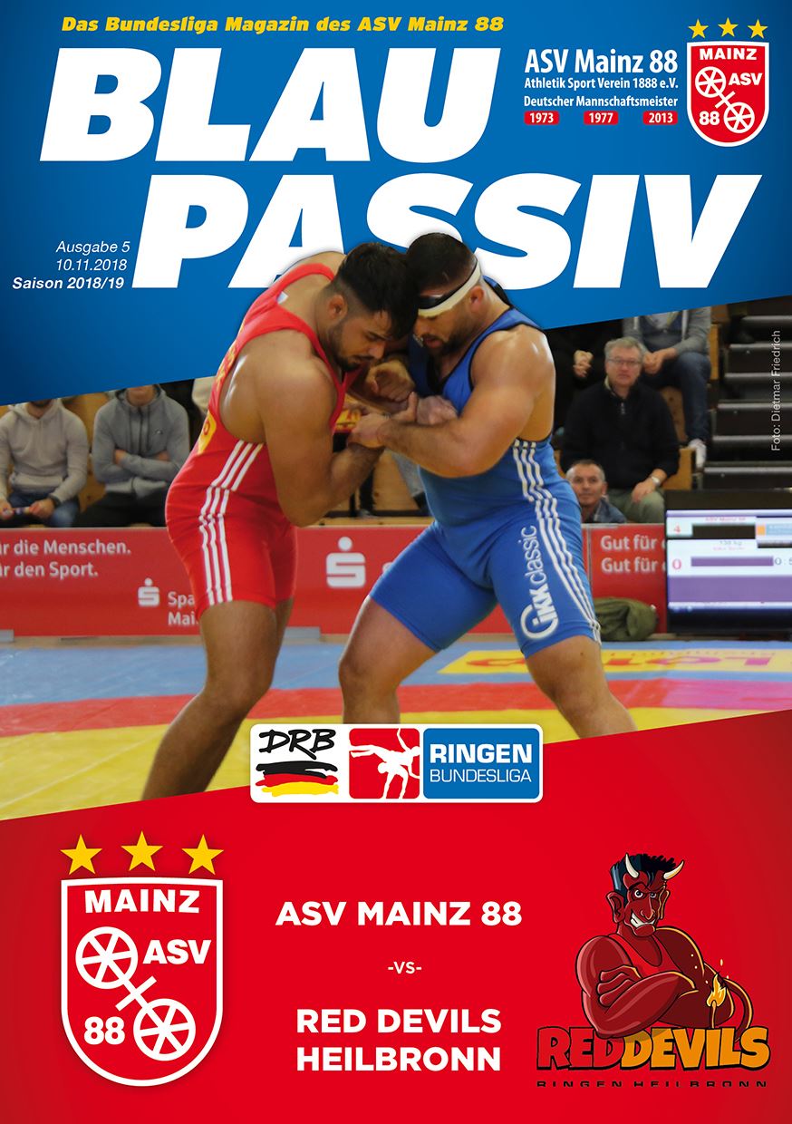 Titelseite: 10.11.2018 ASV Mainz 88 - Red Devils Heilbronn