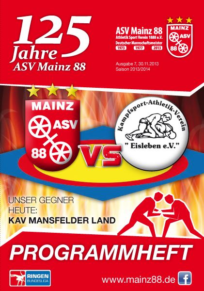 Titelseite: 30.11.2013 ASV Mainz 88 - Mansfelder Land