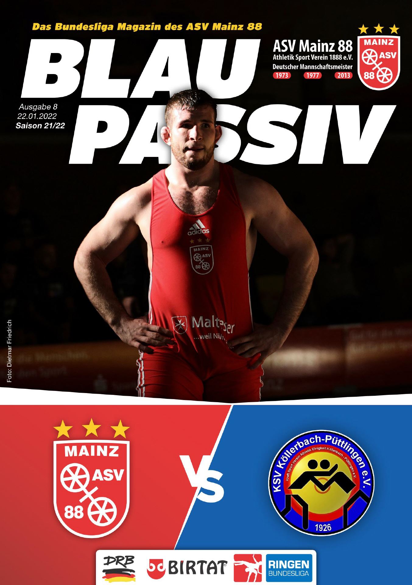 Titelseite: 22.01.2022 ASV Mainz 88 - KSV Köllerbach