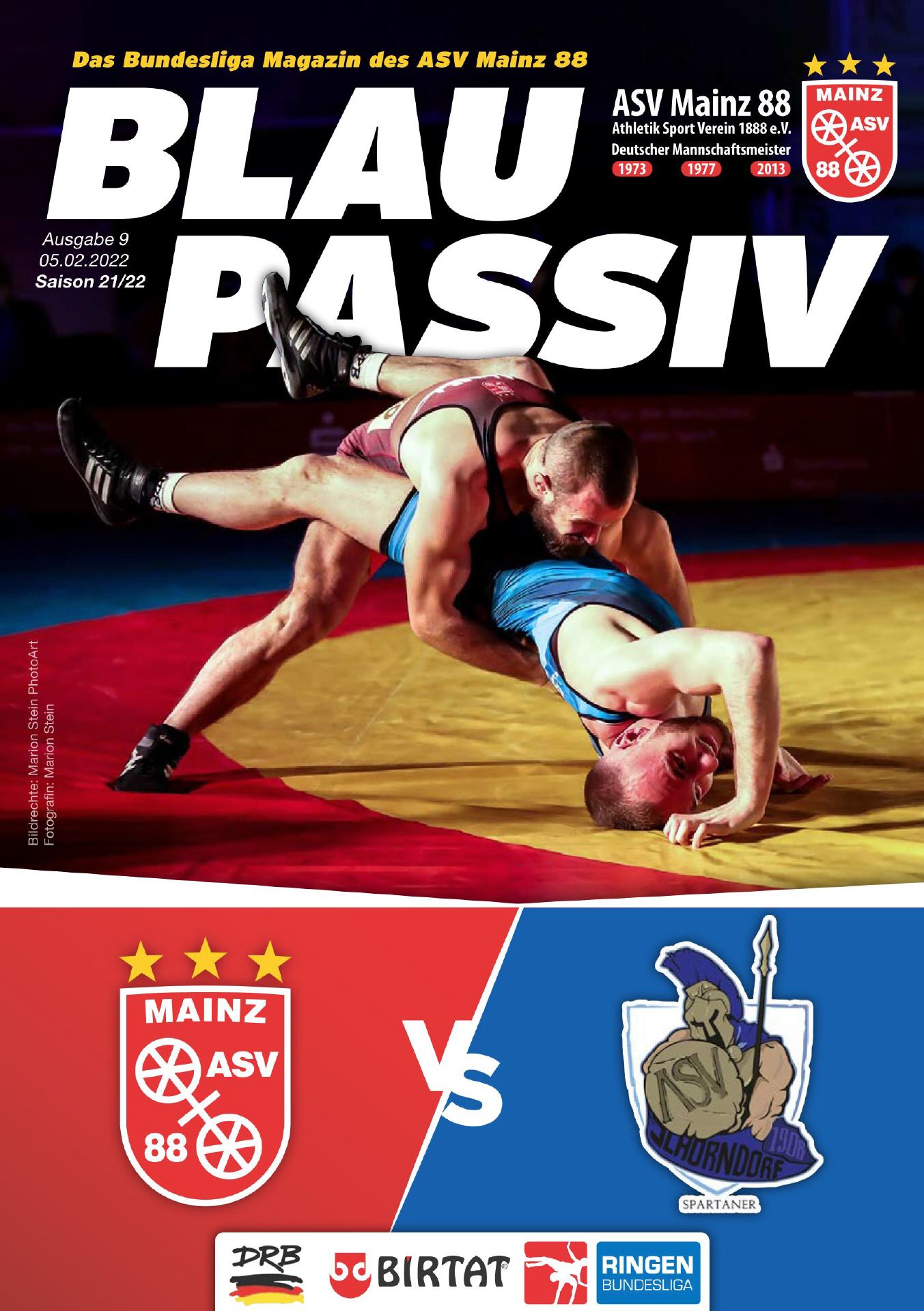 Titelseite: 05.02.2022 ASV Mainz 88 - ASV Schorndorf